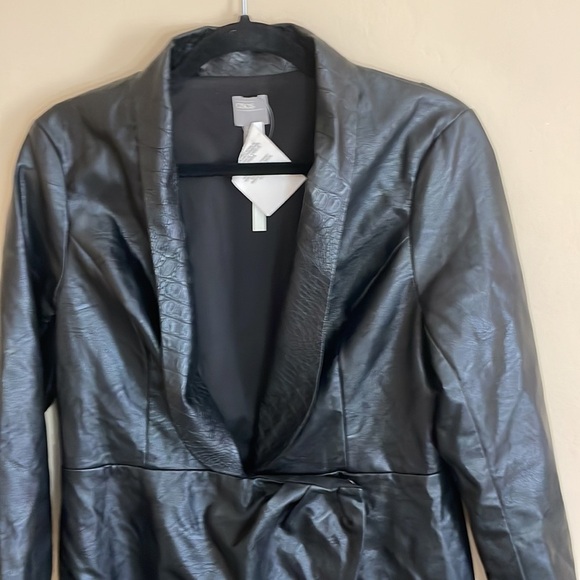 Asos Design Tux faux leather croc embossed collar mini dress wrap US 12 - Picture 6 of 11